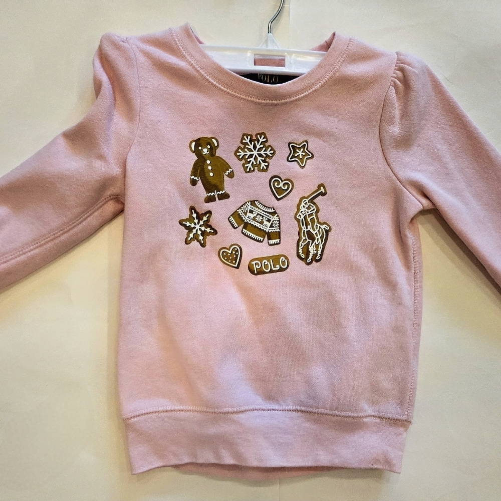 Ralph Lauren Kids Light Pink Holiday Sweatshirt. LIMITED EDT